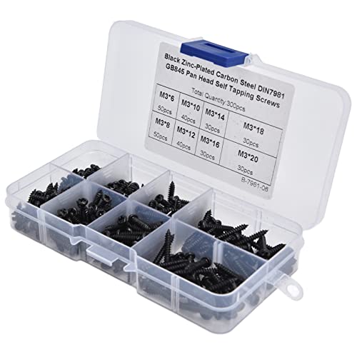 Set de 300 tornillos autorroscantes M3 de acero carbono miniatura 5