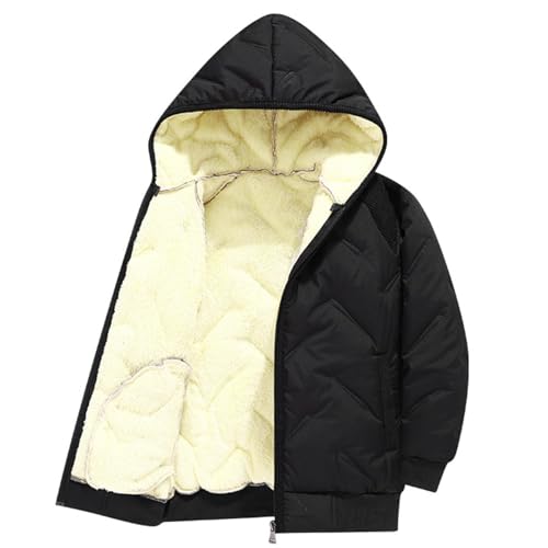 Girls Thickened Sherpa Lined Puffer Jacket Hooded Windbreaker Down Coats With Pockets Warm Full Zip Snow Outwear3