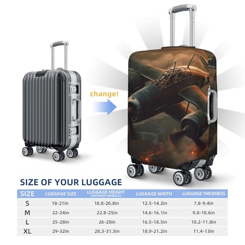 Elastic Travel Luggage Cover for Suitcase Tsa Approved Stretch Scratch-Resistant Suitcase Protector Cover Washable World War Aircraft Baggage Covers Fits 18-32 Inch Luggage Case2