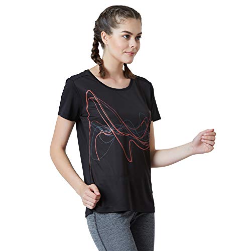 Image of PERF Women Black Wave Print Tee