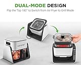 NutriChef 4 QT Air Fryer & Grill | 8-1 Preset Cook Modes | Transparent Fry Bowl for Best Cooking Results | Cook Shrimp, Steak, Fries, Wings & More | 4 QT Glass Air Fryer & 1.2 QT Grill | White