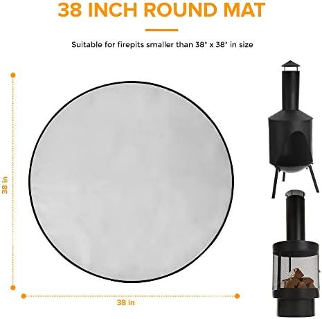 LIVIVO Round 38 Fire Pit Protector Outdoor Fireproof BBQ Grill Firepit Mat - Heat Deflector Protecting Floor, Decking, Patio, Campsite, Chiminea, Grass, Bonfires for Heat Fire Damage