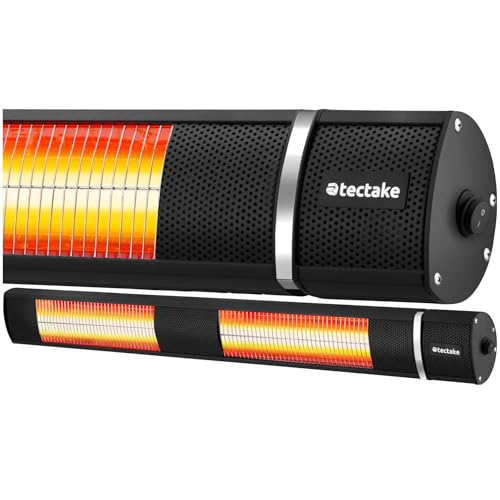 tectake® Chauffage Electrique Infrarouge Silencieux Chauffage exterieur terrasse réglable économique 1000W, 2000W & 3000W Chauffages d'appoint pour Jardin, Balcon,...