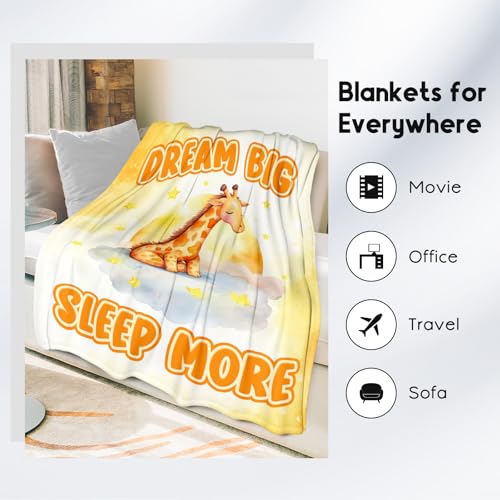 Giraffe Blanket, Cute Soft Throw Gifts for Boys, Cozy Flannel Throw Blankets for Bed Travel, Yellow 50"x60"