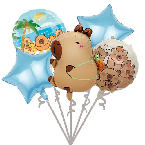 Capybara Birthday Balloons – 5PCS Party Decor Capybara Birthday Balloons – 5PCS Party Decor