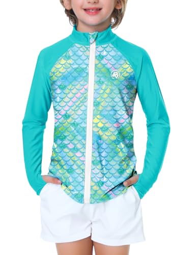 Image of AOBUTE Unisex Kids Zipper Rash Guard Boys UPF 50+ UV Protection Sun Shirt with Thumb Hole 3-12 Years