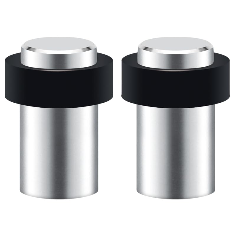 2 Pcs Stainless Steel Floor Door Stop with Rubber, Stainless Steel Door Stop, Floor Door Stop for Protecting Doors and Walls (60mm)