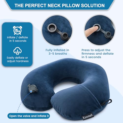 Image of Keemall Inflatable Neck & Shoulder Travel Pillow for Airplane Naps