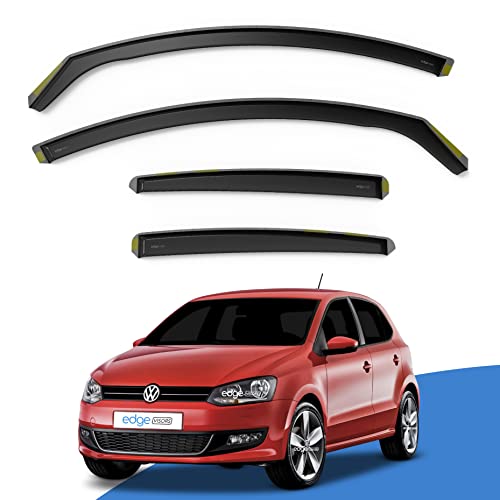 EdgeVisors Wind Deflectors for Volkswagen VW Polo MK5 5 Door Hatchback (2009-2017) 4pc Set | In-Channel Rain Guards & Accessories