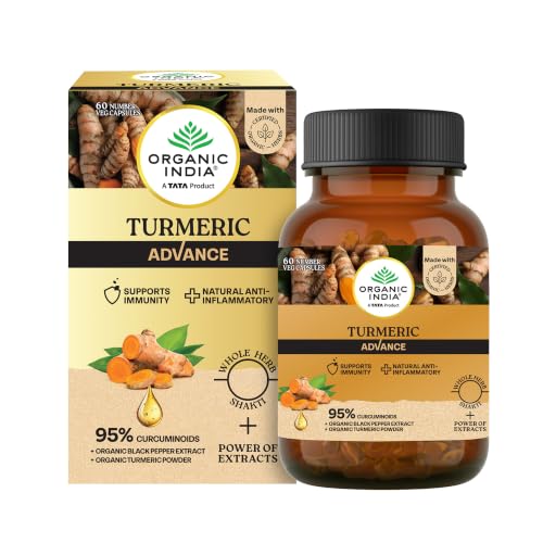 Organic India Turmeric Advance Capsules, 60 Veg Capsules, 95% Cur...