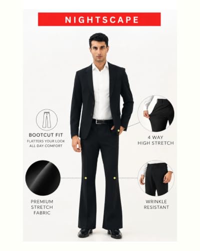 Buy Night Scape Men's Black Bootcut Pants (36, Regular) - Image 6