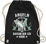 Turnbeutel Rucksack - Angler Geschenke & Zubehör - Angeln und Bier - Unisize - Schwarz - angelgeschenke sportbeutel+spruch sprüche fishing beutel baumwollbeutel mit kordel mit spruch sprueche bag
