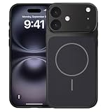 SLuB iPhone 17/18 用 ケース【for iphone17Proへ変身ケース レンズエリア拡大！】Magsafe対応 カメラ全面保護カバー 米軍MIL規格 耐衝撃 カメラコントロールカバー付き マグネット搭載 マットガラス 滑り止め 指紋防止 軽量 薄型 ストラップホール付 ブラック