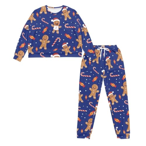Image of Women's Pajamas Set Soft 2 Piece Loungewear Long Sleeve Pj Set Matching Sleepwear with Pockets for Women Plus Size