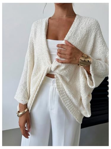 GORGLITTER Women's Cropped Wrap Sweaters Oversized Twist Front V Neck Bat Wing Pullover Knit Tops Fall Outfits 20254