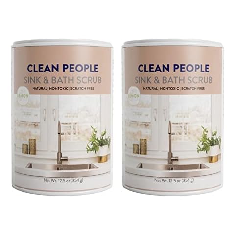 THE CLEAN PEOPLE Sink & Bath Scrub - Gently Scrub Away Tough Stains, Grease & Grime, Buffs Scratches & Eliminates Odors - 2 Pack, Citrus Scent Cover