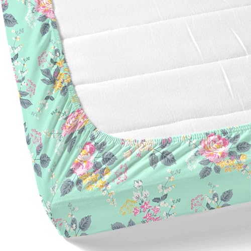 Image of Home Ecstasy 100% Cotton King Fitted Bedsheet with 2 Pillow Covers - (Size 72 x 78 inches, 140 TC, Colour - Seagreen: Sea Foam)