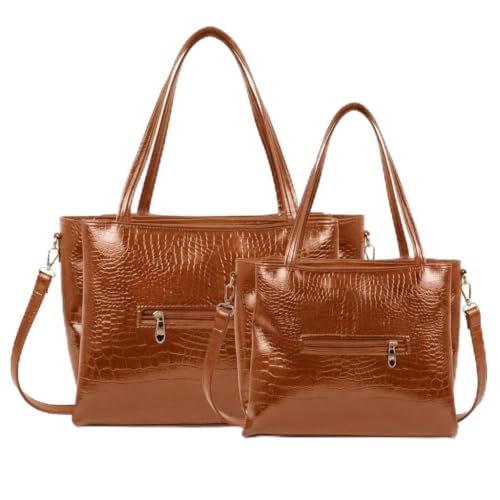 Image of AVERAA Croco Texture 2-in-1 Handbag Set for Women | Medium Handbag + Sling Bag Combo | Synthetic Leather Shoulder Bag | 17 x 9 x 6 Inch Spacious Ladies Purse | Office, Travel & Daily Use