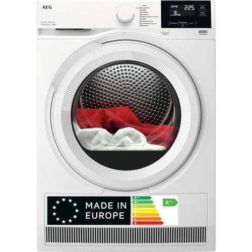 AEG TR718L2OB Secadora con Bomba de Calor de Libre Instalación, 8 Kg, Serie 7000, Programas a Vapor y Rápido, Secado Mixto, Tecnología Antiarrugas, Blanco, A +, Fabricado en UE