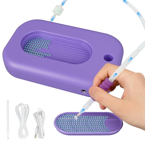 MDK Electric Diamond Painting Pen - Diamond Painting Accessoires Vacuum Suction of Diamonds No Wax Needed - Includes Two Storage Trays - Suitable for all Shapes of Diamonds(Violet)