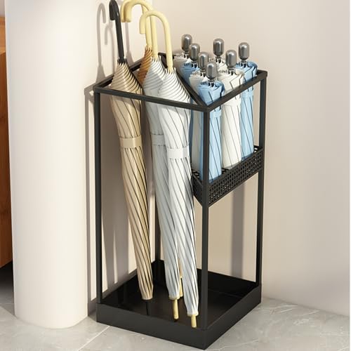 BHFPFZA Large Capacity Square Metal Umbrella Stand for Entrance, Modern Indoor Umbrella Holder, Commercial Grade Umbrella Rack, Stylish Entryway