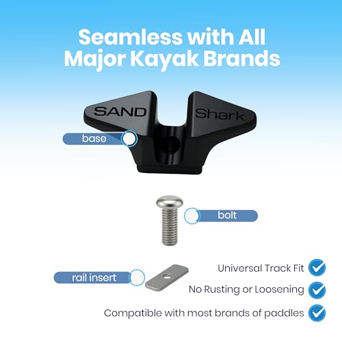 SandShark PaddleLock Kayak Track Mount Cleat – Kayak Rail System Tie Down Anchor Point | 2-Pack Kayak Cleat | Track Cleat | Secure Rope Ore Paddle Holder for Docking, Anchoring & Mooring