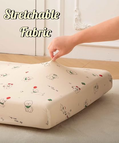 Image of SDY Dog Jersey Crib Sheets, Cute Animal Crib Sheets for Standard CribMattress&Toddler Bed Mattress Cover,2 Packed, Size52 x28 x8, Super Soft Jersey Fitted Sheet for Baby Boys and Girls