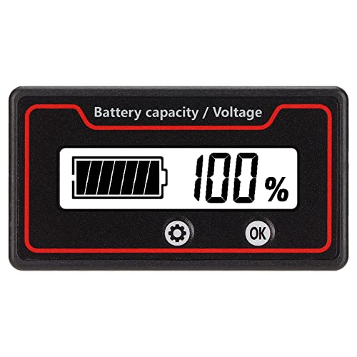 Compteur De Batterie DC 12V à 84V Avec Alarme - Indicateur Tension Et Capacité Avec Écran LCD Et Clé Commutation (Blanc)