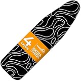 Ironing Board Cover and Pad Extra Thick Heavy Duty Padded Multiple Layers, Silver Coated Ironing Board Cover, Non Stick Scorch and Stain Resistant Standard Size 15x54 with Elasticized Edges (Black)