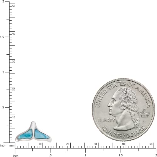 Sterling Silver Natural Larimar Whale Tail Stud Earrings #TOP1