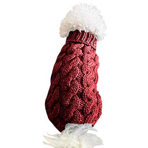 Petyoung Hundepullover Weste Warmer Mantel Haustier weiche Strickwolle Winter Pullover gestrickt Häkeln Mantel Kleidung für kleine mittlere Hunde (XL, Rot)