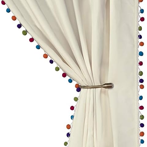 LORDTEX Cortinas multicolor con pompones para habitación de niños Cover