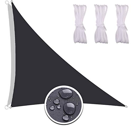 Redfire Toldo Vela Triangular 3X4X5M, Multifunción Toldo Resistente Solar Protección Varios Tamaños Incluyendo Cuerda de Sujeción para Barbacoa Negro