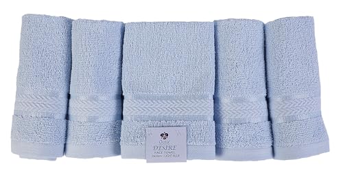 Orchid Desire Combed Cotton Face Towel 33x33cm Long Staple Cotton Fibre Highly Absorbent Towels for Bathroom Soft & Fluffy Spa Towel Premium Quality Towel for Face & Body Care (Light Blue)