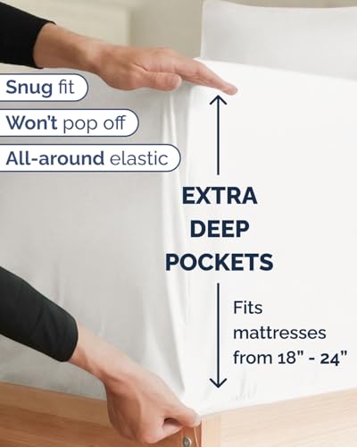 Image of Extra Deep Twin XL Sheet Set - 4 Piece College Dorm Bed Sheets Set with Extra Deep Pockets - Ultra-Soft, Comfy & Breathable Bedding for Women, Men, Kids & Teens - Wrinkle & Fade Free - Antique White