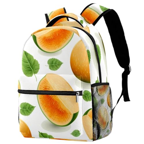Sac à dos d'école Campus à motif feuilles cantaloup avec porte-bouteille pratique