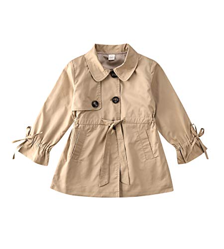 Babeleven Toddler Baby Girl Lightweight Trench Coat Long Sleeve Button Down Kids Autumn Dress Coats Jacket (Khai, 18-24M)