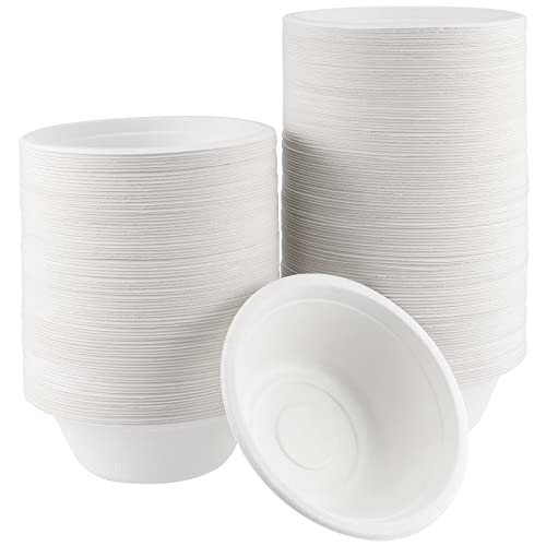 ZOENHOU Lot de 200 bols en papier de 350 ml, 340,2 g, blanc rond, extra résistants, pour barbecue, fête, pique-nique, Noël, Halloween Cover