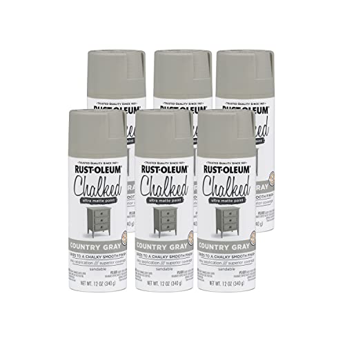 Image of Rust-Oleum Country Gray Chalked All-in-One Ultra Matte Spray Paint | One Coat Coverage | No Primer, Sanding, Or Topcoat Needed | Easy Spray Application | Made in USA | 12 OZ | 6 Pack