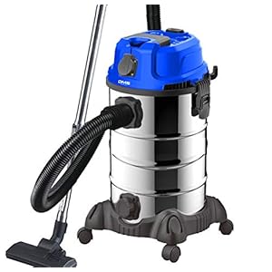 DMS® Industriële stofzuiger voor natte en droge stofzuiger, roestvrij staal 2300 W + stopcontact, sterke zuigkracht, blaasfunctie, droog en nat zuigen, filterreinigingssysteem, grote inhoud (blauw)