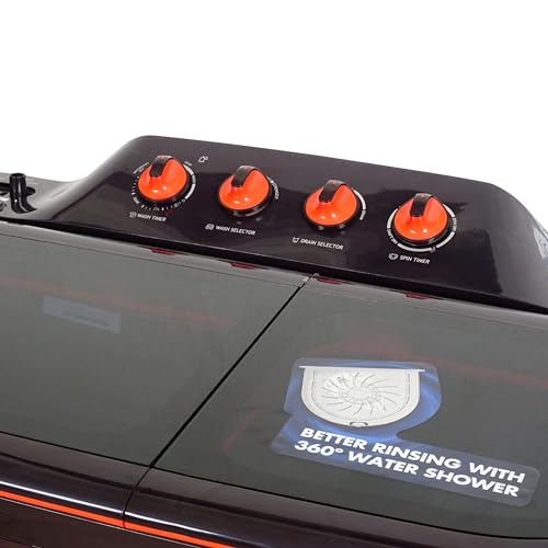 Image of Havells-Lloyd 8 Kg 5 Star Semi-Automatic Top Load Washing Machine (GLWS805EXAPC Plum Cola With Pink lid, Double Layered Toughened Glass Lids)