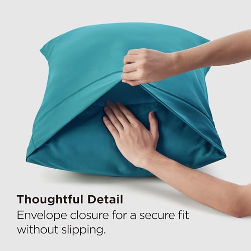 Image of Bedsure Queen Pillow Cases Set of 2 - Teal Brushed Microfiber Pillowcase 2 Pack, Super Soft and Cozy Pillow Case Covers with Envelope Closure for Kids, Wrinkle, Fade Resistant, 20x30 Inches