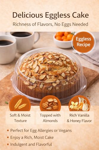 Image of MOM'S BAKERY Vanilla Almond Cake 250g | Soft & Moist Vanilla Sponge Cake Topped with Crunchy Almond Flakes | Freshly Baked Bakery Style Dessert Eggless | Soft & Moist Tea Cake | Made with Premium T45 Flour | No Egg, Vegetarian | Perfect for Tea Time & Snacking