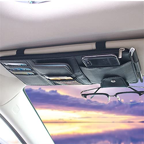 CUDDIKAJI 3 Conjuntos de Bolsa para viseira solar de couro PU para carro, óculos de sol, bolsa para