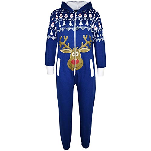 Onesie Reindeer anti-froid combinaison pyjama Noël enfant bleu royal 9-10 ans chaud