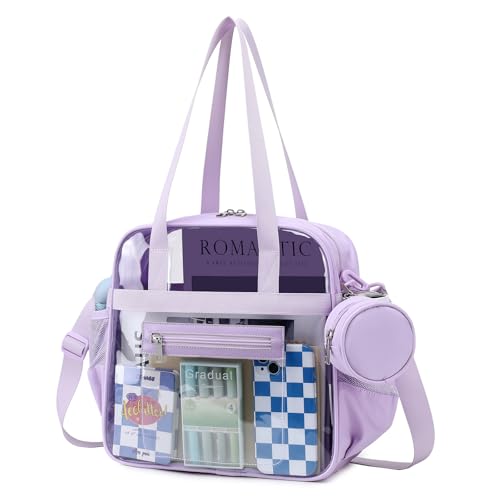 Image of Clear Tote Bag 12x6x12 Stadium Approved Transparent Crossbody Bag with Multi Pockets for Sports Concerts