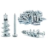 #8 x 1-1/4' Self Drilling Drywall Zinc Anchors with 304 Stainless Steel Tapping Screws Kit,60pieces(30 Zinc Anchors+30 Screws)