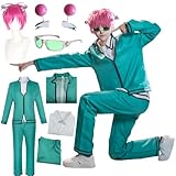 VFGONU Saiki Kusuo Outfit Costume Cosplay Saiki Outfit Uniform Suit Green Men Halloween (Green, Large)