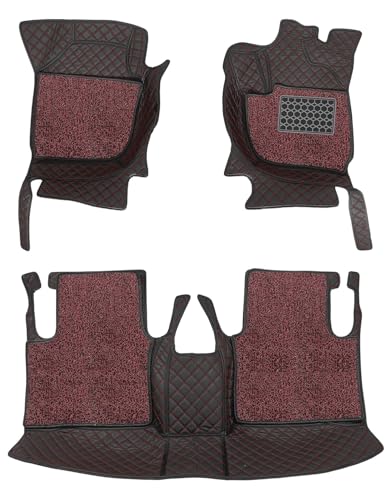 Image of Antiskid Premium 7D Car Mat Full Set for Mahindra XEV 9S 2026 | Luxury Leather Dual-Stitch Full Set 7D Car Floor Mat || 100% Waterproof ||Color: Black Red