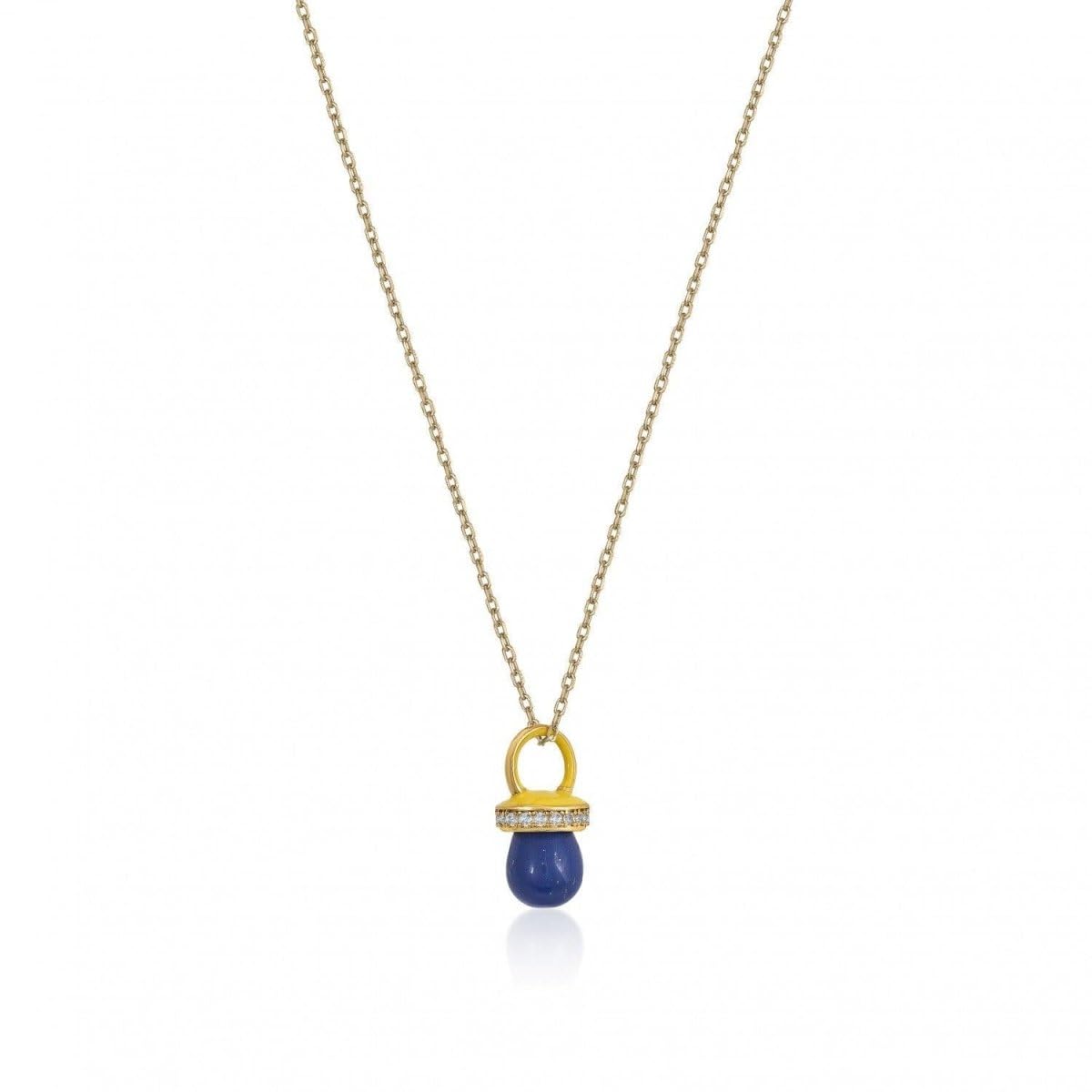 Colgantes Plata Originales con Motivo de Chupete Lapislazuli y Esmalte Amarillo
